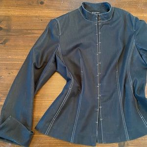 Stretchy denim top/ blazer/ martial arts style shirt